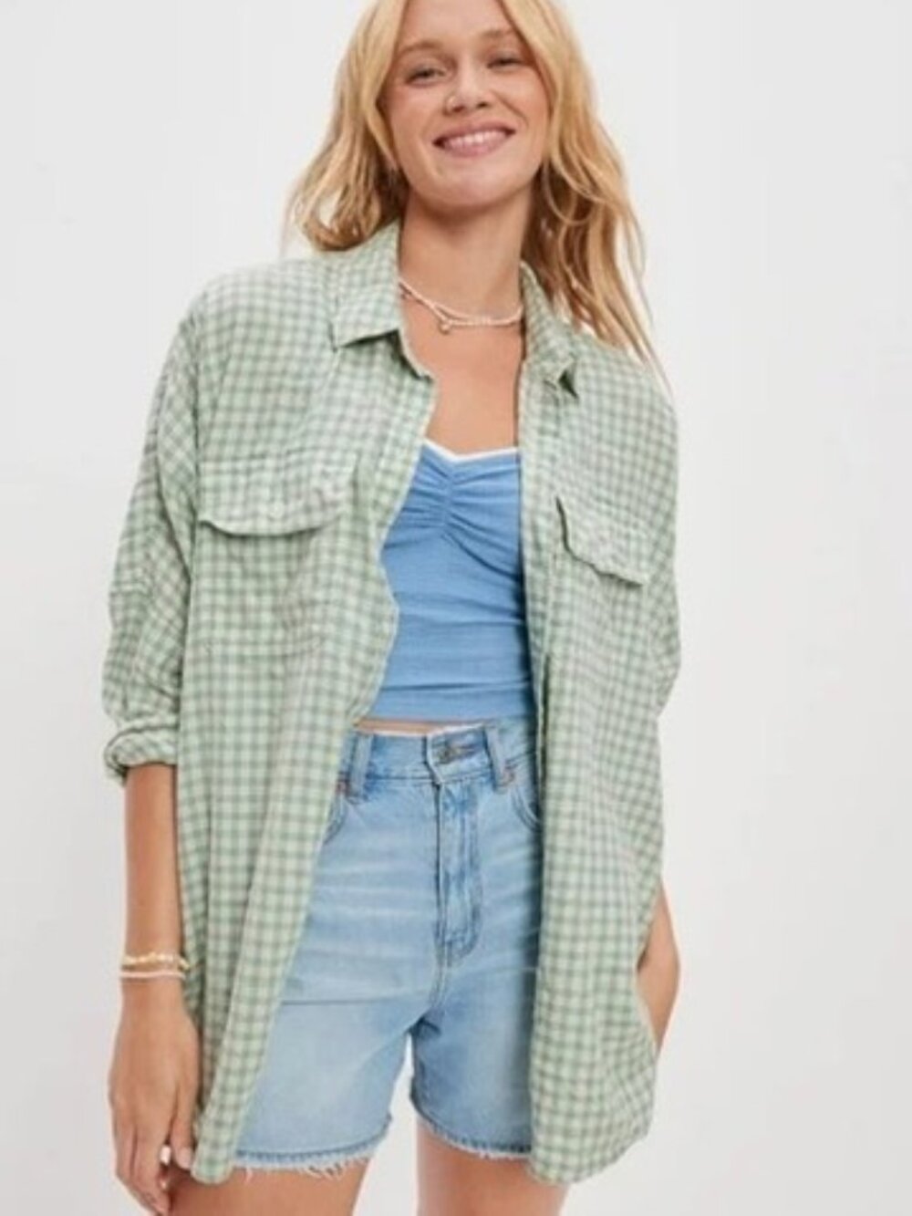 American Eagle Women's Size Small Oversized Boyfriend Shirt Button Down